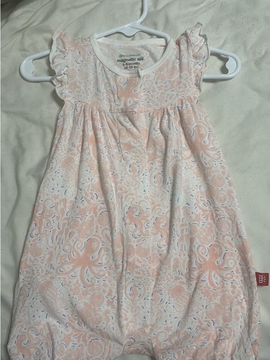 Magnetic Me Other - Magnetic Me Peach and White Sea Animal Print Baby One-Piece